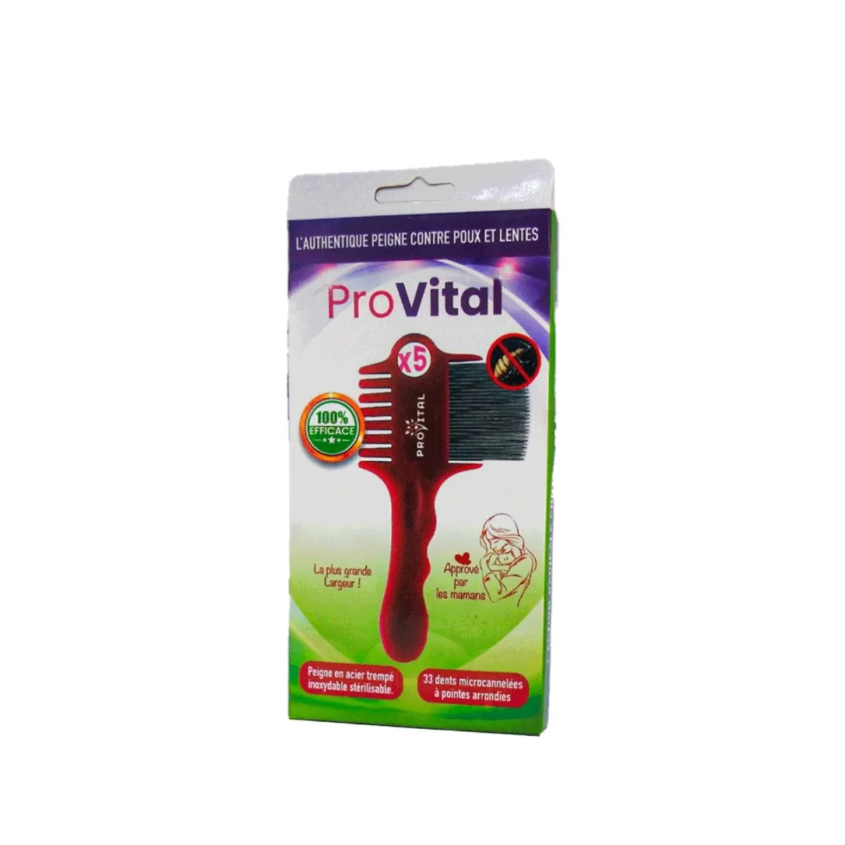 PRO-VITAL AUTHENTIQUE PEIGNE CONTE POUX ET LENTES BROSSE