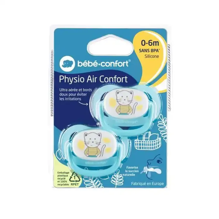 DODIE BB CONF SUCETTE PHYSIO AIR CONF 6/18  BLEU ET JAUNE